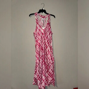 Chloe Kristyn Elegant Pink Geometric Midi Dress